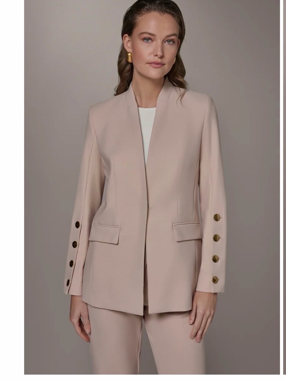 Donna Karan Snow Petal Blazer with Gold Button detail sz 16